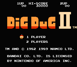 Dig Dug 2 — écran titre