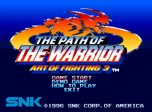 Art Of Fighting 3 - The Path Of The Warrior — écran titre