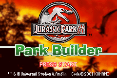 Jurassic Park 3 - Park Builder — écran titre