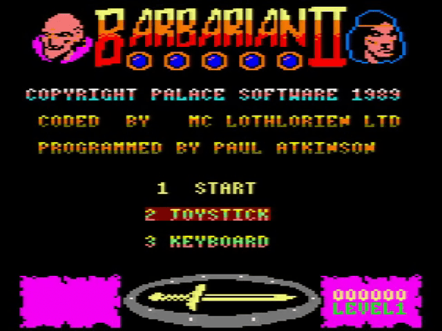 Barbarian 2 - The Dungeon Of Drax — écran titre