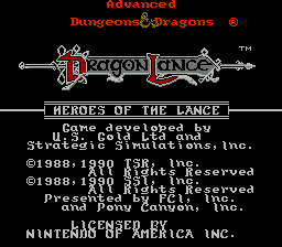 Heroes Of The Lance — écran titre