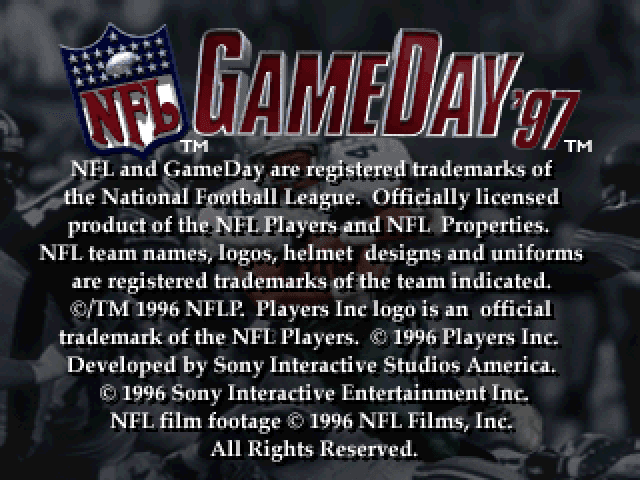 Nfl Gameday '97 — écran titre