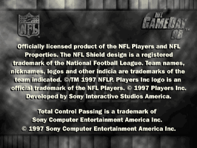 Nfl Gameday 98 — écran titre