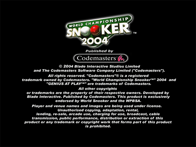 World Championship Snooker 2004 — écran titre