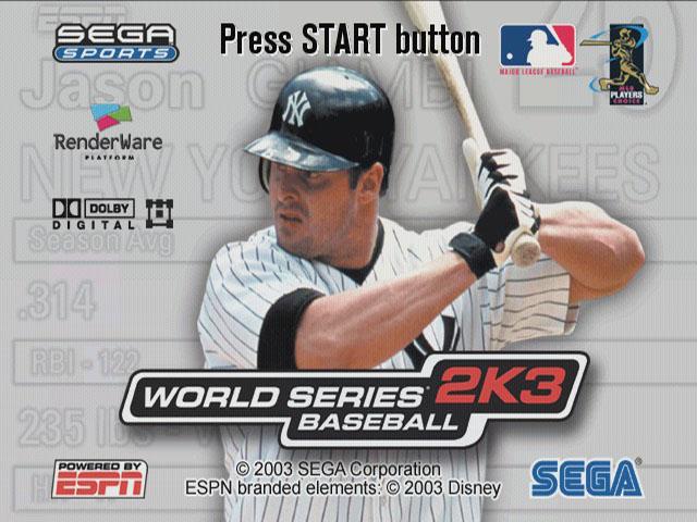 World Series Baseball 2k3 — écran titre